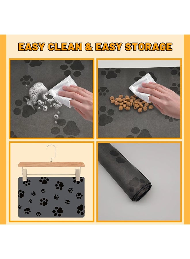 إتش كيو جيمنغ حصيرة تغذية الحيوانات الأليفة، حصيرة ماصة للكلاب لوعاء الطعام والماء، لا تترك بقعًا، حصيرة توزيع مياه سريعة الجفاف للكلاب، ملحقات الكلاب، وعاء ماء للكلاب للشرب الفوضوي 30 × 40 سم (رمادي) - Image 4