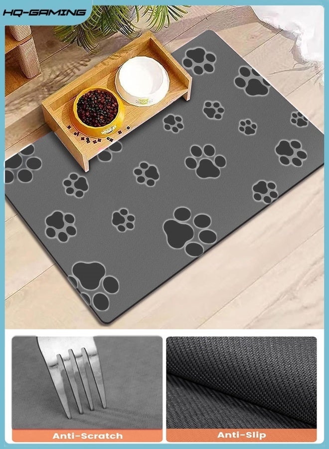 إتش كيو جيمنغ حصيرة تغذية الحيوانات الأليفة، حصيرة ماصة للكلاب لوعاء الطعام والماء، لا تترك بقعًا، حصيرة توزيع مياه سريعة الجفاف للكلاب، ملحقات الكلاب، وعاء ماء للكلاب للشرب الفوضوي 30 × 40 سم (رمادي) - Image 1