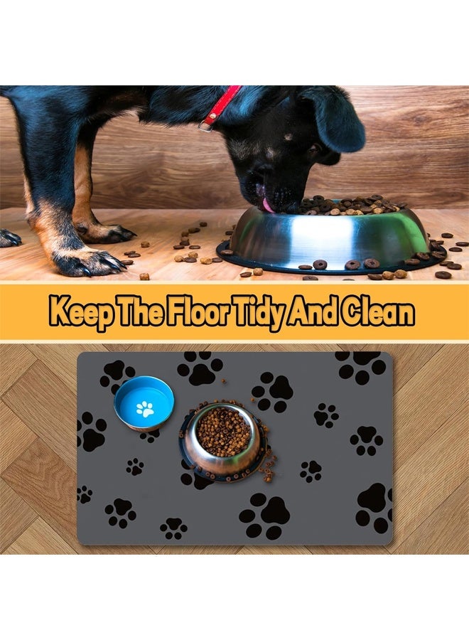 إتش كيو جيمنغ حصيرة تغذية الحيوانات الأليفة، حصيرة ماصة للكلاب لوعاء الطعام والماء، لا تترك بقعًا، حصيرة توزيع مياه سريعة الجفاف للكلاب، ملحقات الكلاب، وعاء ماء للكلاب للشرب الفوضوي 30 × 40 سم (رمادي) - Image 5