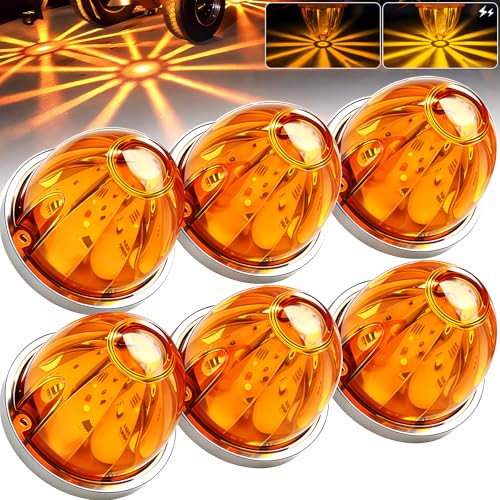 BJZ 6Pcs Amber Watermelon LED StrobeConstant Marker Lights Dual Function Watermelonshaped Side Marker Clearance Tail Top Cap Roof Lights for Trailer Truck Semitrailer Heavyduty Truck Bus Van - Image 1