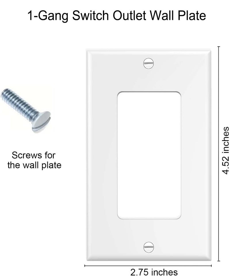 ZEFTV Decorator Wall Plates 1-Gang Switch Outlet Electrical Cover Plate Unbreakable Thermoplastic Faceplate for Light Receptacle Outlet Switch, White (10 Pack) - Image 3