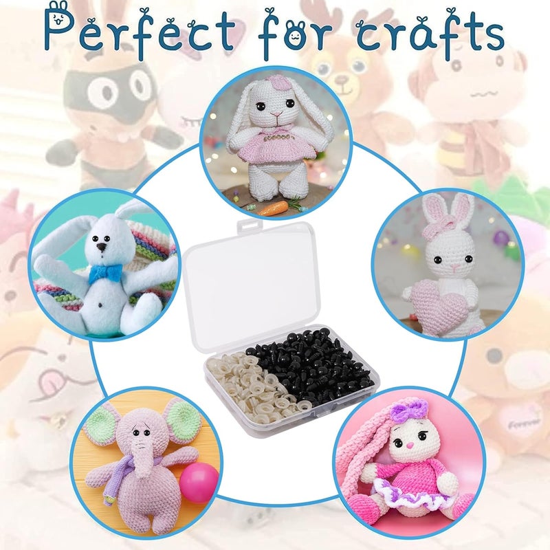 Vanblue Safety Eyes 260PCS 10mm Plastic Black Craft Eyes Teddy Bear Eyes with Washers for Amigurumi Stuffed Animals Crochet Toys Crafts Making Halloween Decorations - Image 4