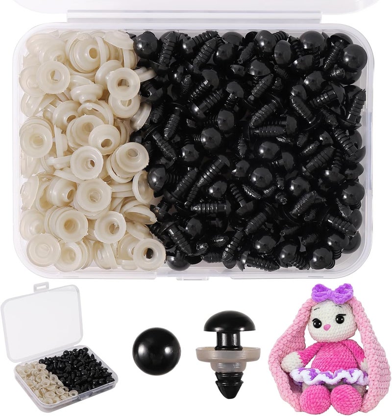 Vanblue Safety Eyes 260PCS 10mm Plastic Black Craft Eyes Teddy Bear Eyes with Washers for Amigurumi Stuffed Animals Crochet Toys Crafts Making Halloween Decorations - Image 1