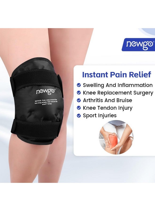 NEWGO Ice Pack for Knee Replacement Surgery, Reusable Gel Cold Pack Wrap Around Entire Knee Ice Pack Wrap for Injuries, Pain Relief, Meniscus Tear, ACL, Swelling - Black - Image 2