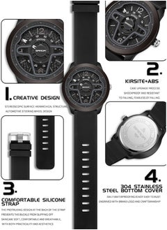 Sanda Outdoor Waterproof Stainless Steel Buckle Silicone Strap Casual Watch 12MM Black 9023  - Image 5