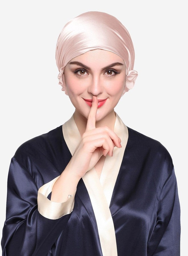 LilySilk Silk Bonnet for Sleeping Womens Sleep Cap 100% 19MM Mulberry Silk for Long Curly Hair Adjustable Stretchy Light Beige - Image 4