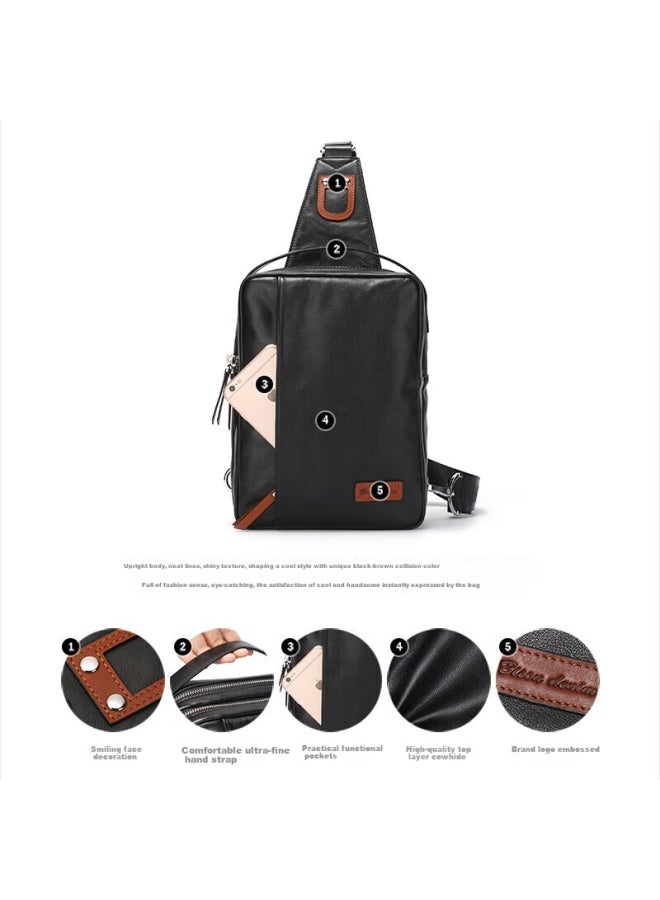 American Bison Men's Crossbody Bag, Men's Shoulder Bag, Chest Bag, Top-grain Leather Shoulder Crossbody Bag, Sports Backpack, Birthday Gift - Image 2