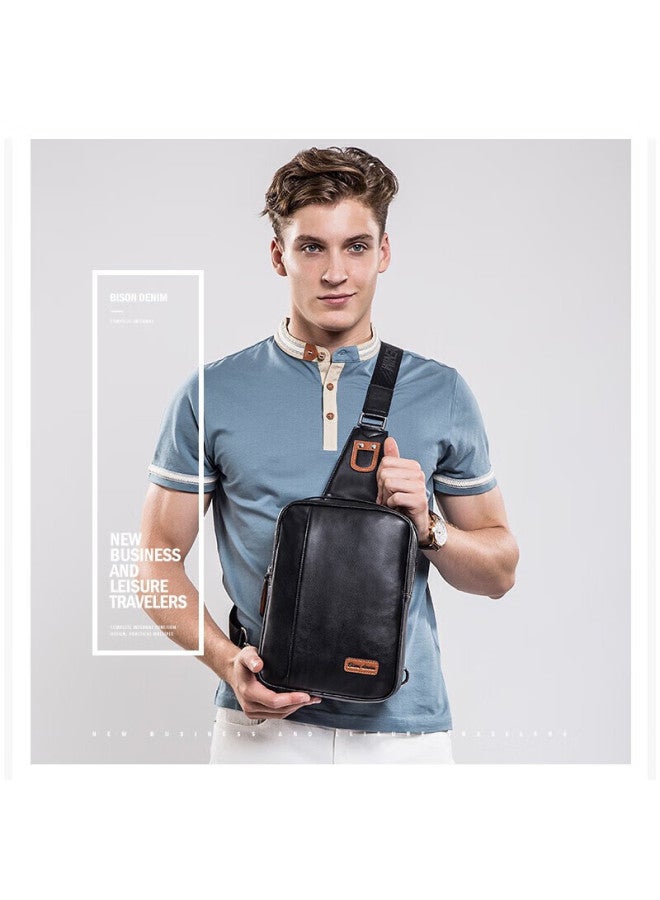 American Bison Men's Crossbody Bag, Men's Shoulder Bag, Chest Bag, Top-grain Leather Shoulder Crossbody Bag, Sports Backpack, Birthday Gift - Image 4