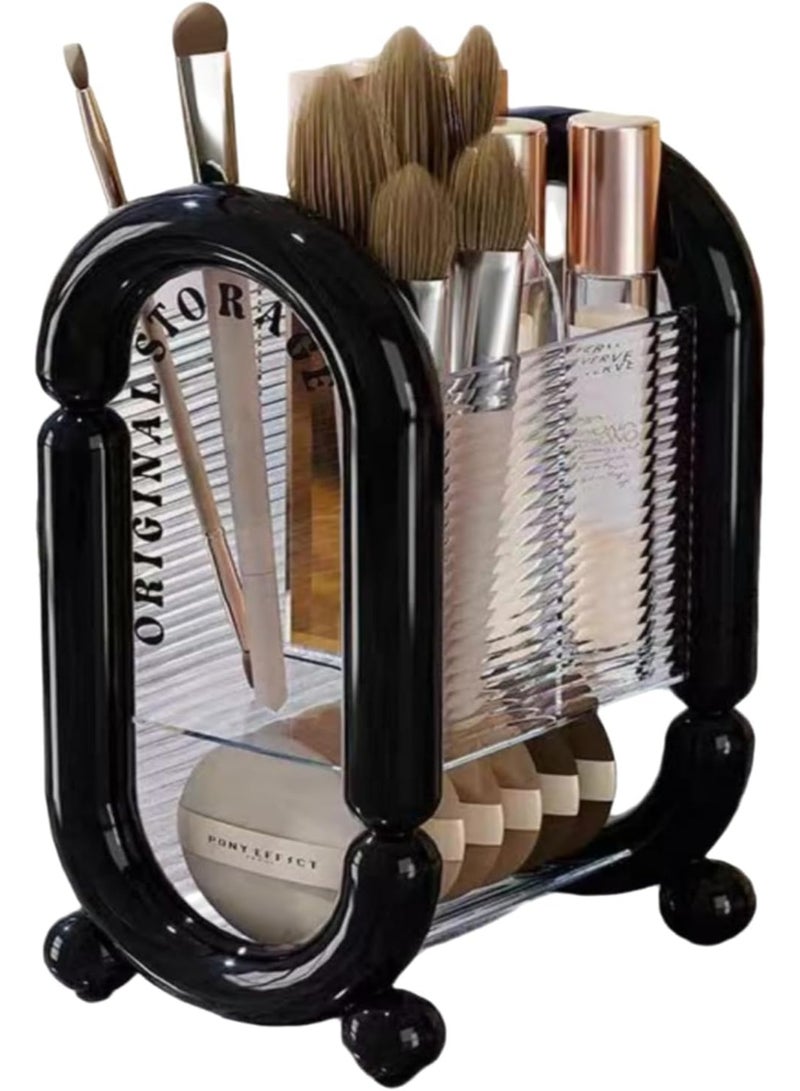Arabest Makeup Brush Holder Cosmetic Tool Storage Makeup Brush Organizer for Powder Puff Brush Eyeliner Bathroom Counter Dresser Bedroom Storage (Black) - Image 1