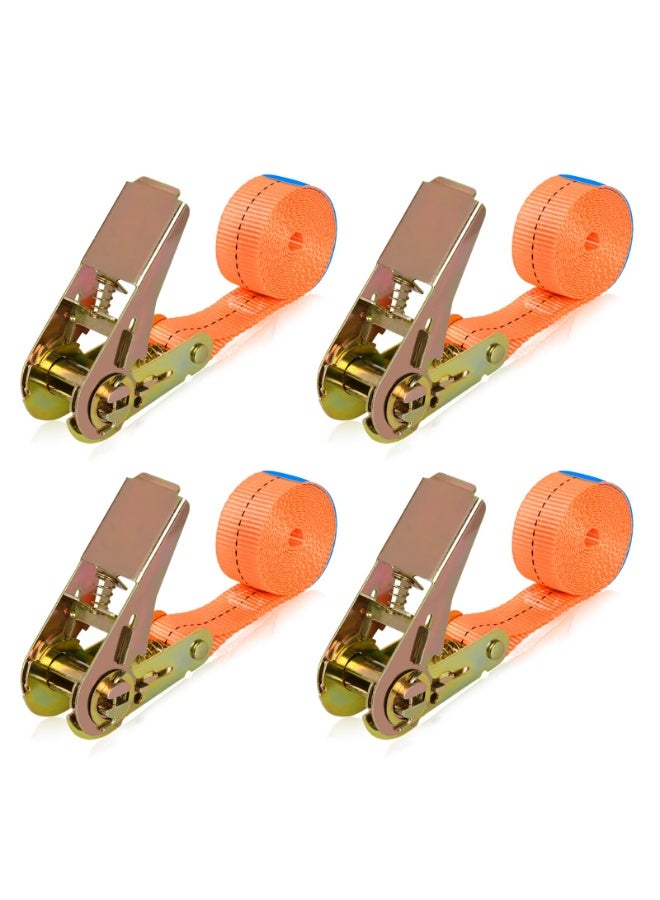 RONVEX Heavy Duty Ratchet Tie Down Straps 2.5cm x 5m (4 Pack) - 800kg Break Strength Adjustable Cargo Straps for Cars, Motorcycles, Trailers & Trucks - Image 2