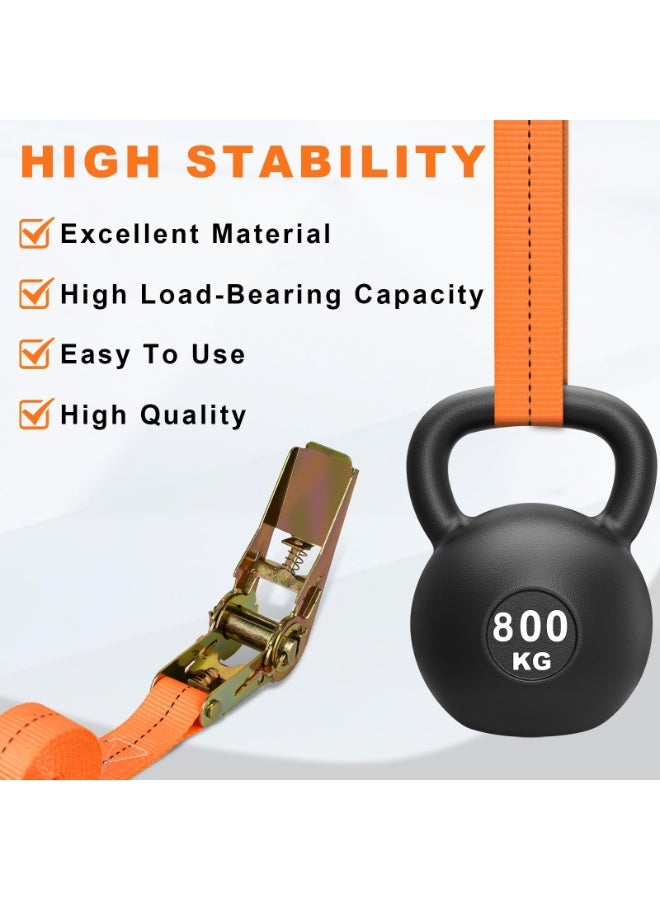 RONVEX Heavy Duty Ratchet Tie Down Straps 2.5cm x 5m (4 Pack) - 800kg Break Strength Adjustable Cargo Straps for Cars, Motorcycles, Trailers & Trucks - Image 4