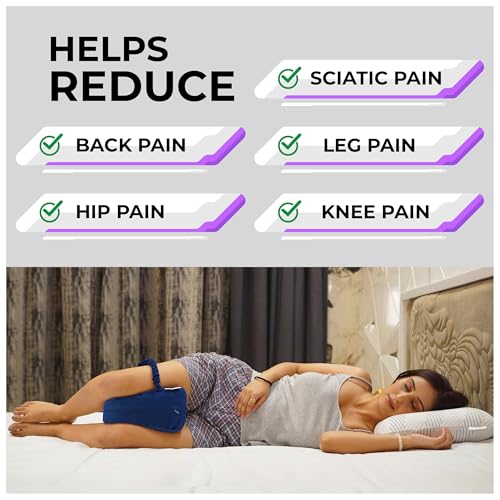 RINIPO Knee Pillow with Strap + Zip Cover - 9X9 Inch (6 Month Warranty) - Orthopedic Memory Foam for Side Sleepers | Premium Leg Cushion for Sciatica Pain Relief, Hip, Pregnancy & Knee Joint Support - Image 2