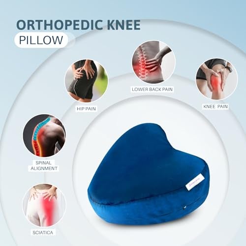 RINIPO Knee Pillow with Strap + Zip Cover - 9X9 Inch (6 Month Warranty) - Orthopedic Memory Foam for Side Sleepers | Premium Leg Cushion for Sciatica Pain Relief, Hip, Pregnancy & Knee Joint Support - Image 5