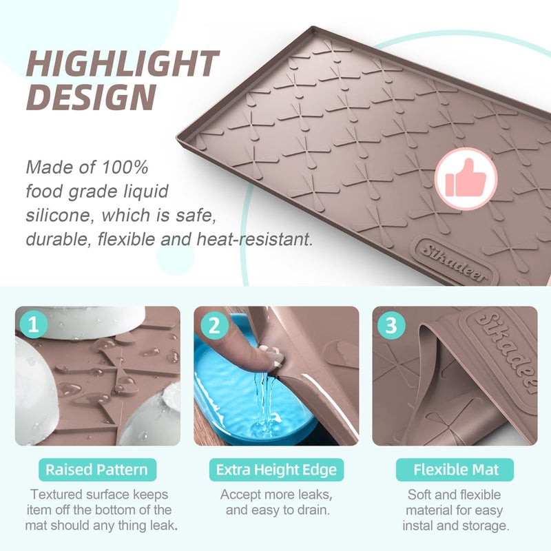 Sika deer SIKADEER Silicone Under Sink Mats for Kitchen Waterproof 34" x 22", Thick Raised Edge Cabinet Protector Shelf Liner, Bathroom Organizers and Storage Boot Tray Pet Mat - Image 5
