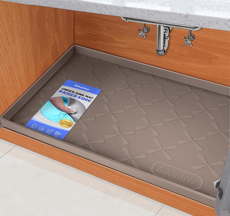 Sika deer SIKADEER Silicone Under Sink Mats for Kitchen Waterproof 34" x 22", Thick Raised Edge Cabinet Protector Shelf Liner, Bathroom Organizers and Storage Boot Tray Pet Mat - Image 1