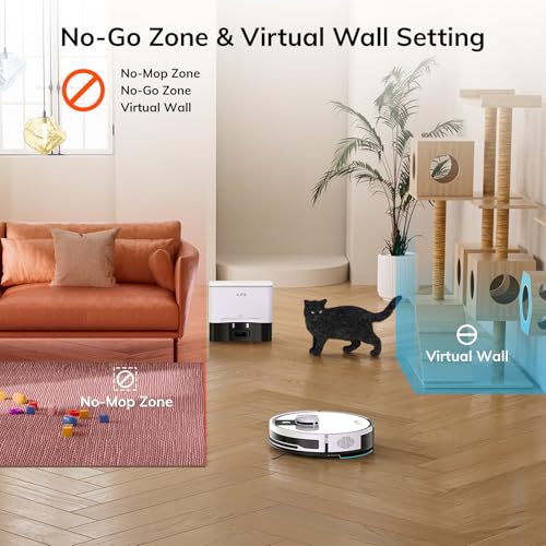ILIFE A12 Pro Robot Vacuum and Mop Combo, Self Emptying Station for 60 Days, LiDAR Navigation, Home Mapping, No-Go Zones, 2.4G WiFi/App/Alexa/Remote Control, for Hard Floors, 110V - Image 5