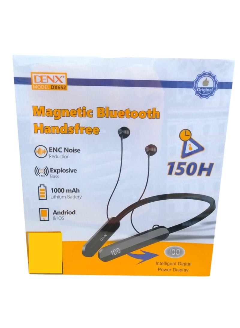 Denx Neckband Bluetooth Headphones with 150 Hours Playtime with ENC/X-Bass With 5 sound effects: male, female, child, monster, cartoon Technology, Crystal Clear Calls, Type-C Fast Charging, Foldable and Lightweight Design, Black - Image 2