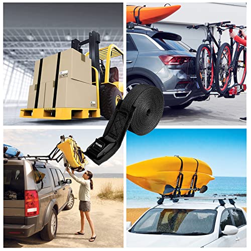 WEDAMER 4-Pack Kayak Tie Down Straps Heavy Duty Cam Buckle Tie Downs Adjustable for Trucks Motorcycles Boat RV - Ratchet Lashing Straps with Storage Bag, Roof Rack Trailer Cargo Securement 1" x16.4ft - Image 3
