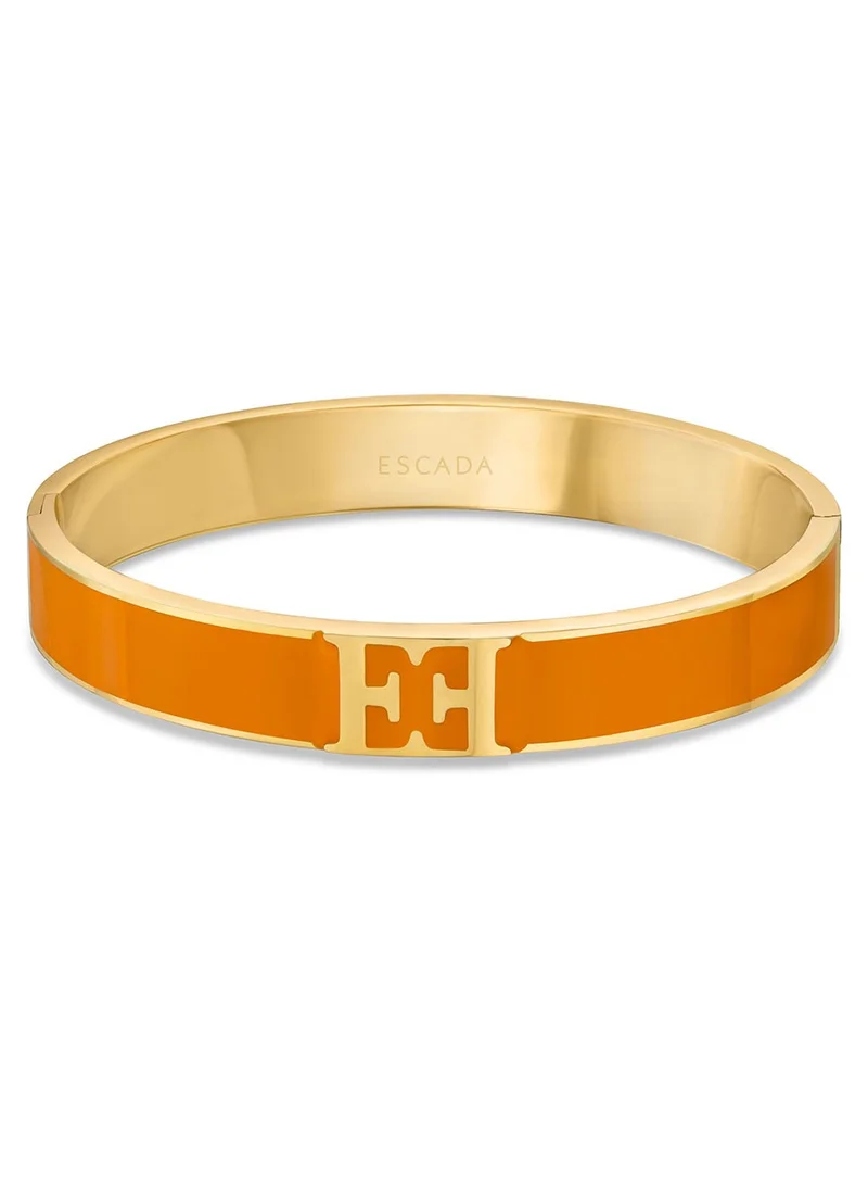 إسكادا Scarlett Gold Plated Bangle with Logo Cutout and Orange Enamel Detail