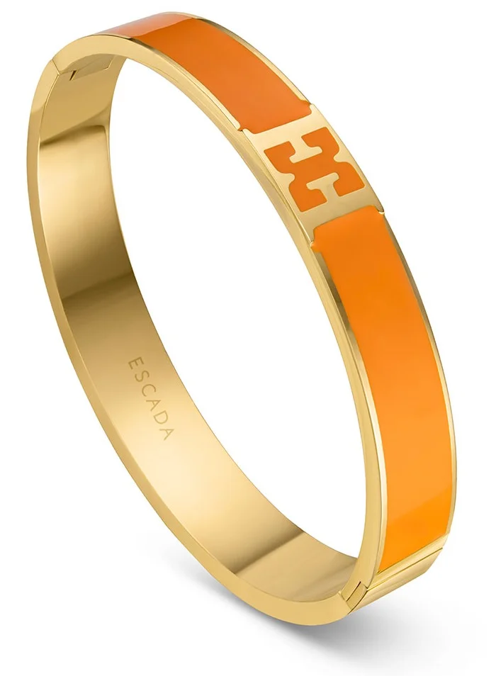 إسكادا Scarlett Gold Plated Bangle with Logo Cutout and Orange Enamel Detail