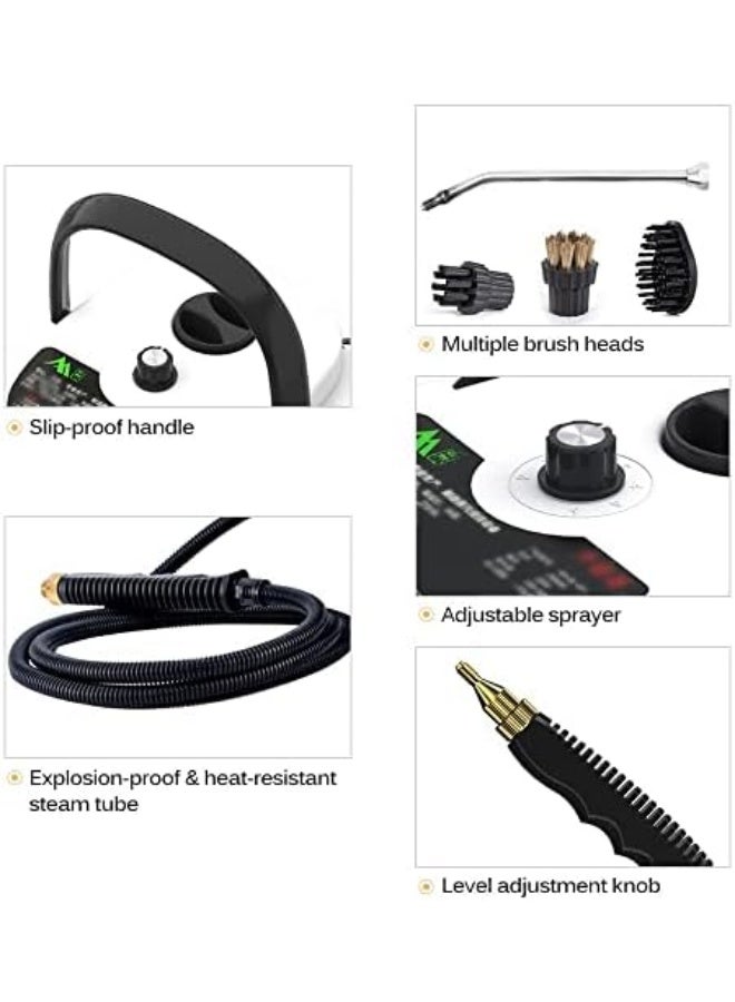 أجهزة تنظيف بالبخار، جهاز تنظيف بالبخار handheld بقوة 2500 واط مع 6 سرعات ضغط عالٍ، آلة تنظيف بالبخار مع 3 رؤوس فرشاة لتنظيف الأرضيات، السيارة، المطبخ، الحمام، وغرفة المعيشة. - Image 2