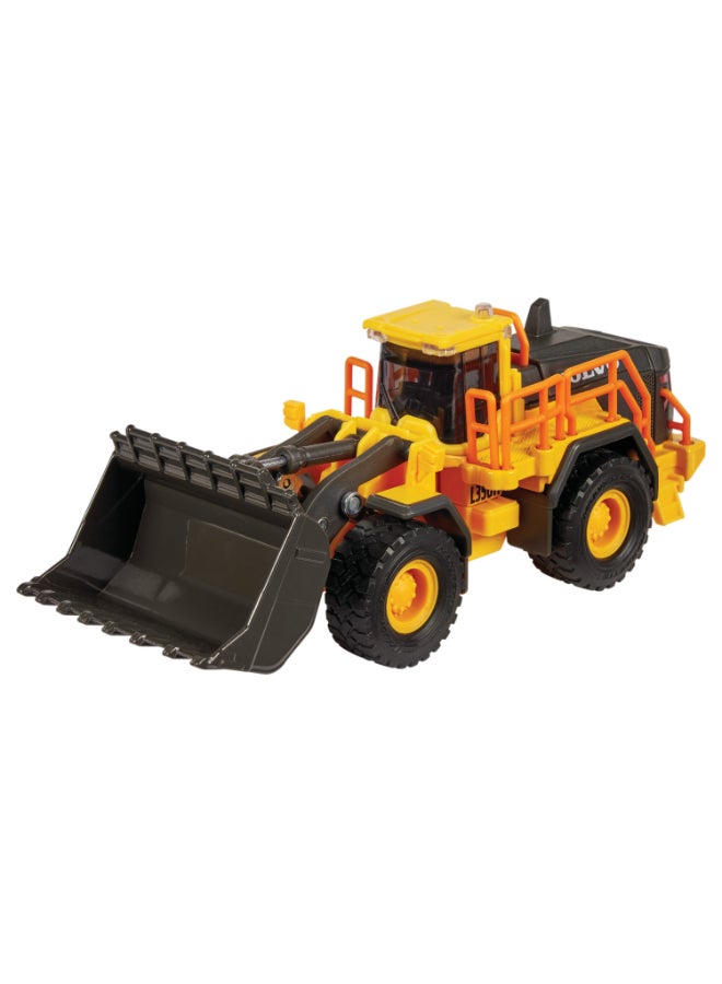 Majorette Volvo Wheel Loader, 21 cm Officially Licensed Volvo Construction Vehicle, 1:43 Scale Diecast Toy with Large Bucket, Movable Parts, Light & Sound Effects, Ages 3+ - Image 2