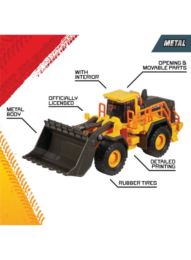 Majorette Volvo Wheel Loader, 21 cm Officially Licensed Volvo Construction Vehicle, 1:43 Scale Diecast Toy with Large Bucket, Movable Parts, Light & Sound Effects, Ages 3+ - Image 4