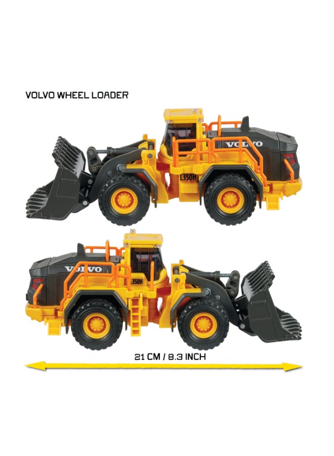 Majorette Volvo Wheel Loader, 21 cm Officially Licensed Volvo Construction Vehicle, 1:43 Scale Diecast Toy with Large Bucket, Movable Parts, Light & Sound Effects, Ages 3+ - Image 5