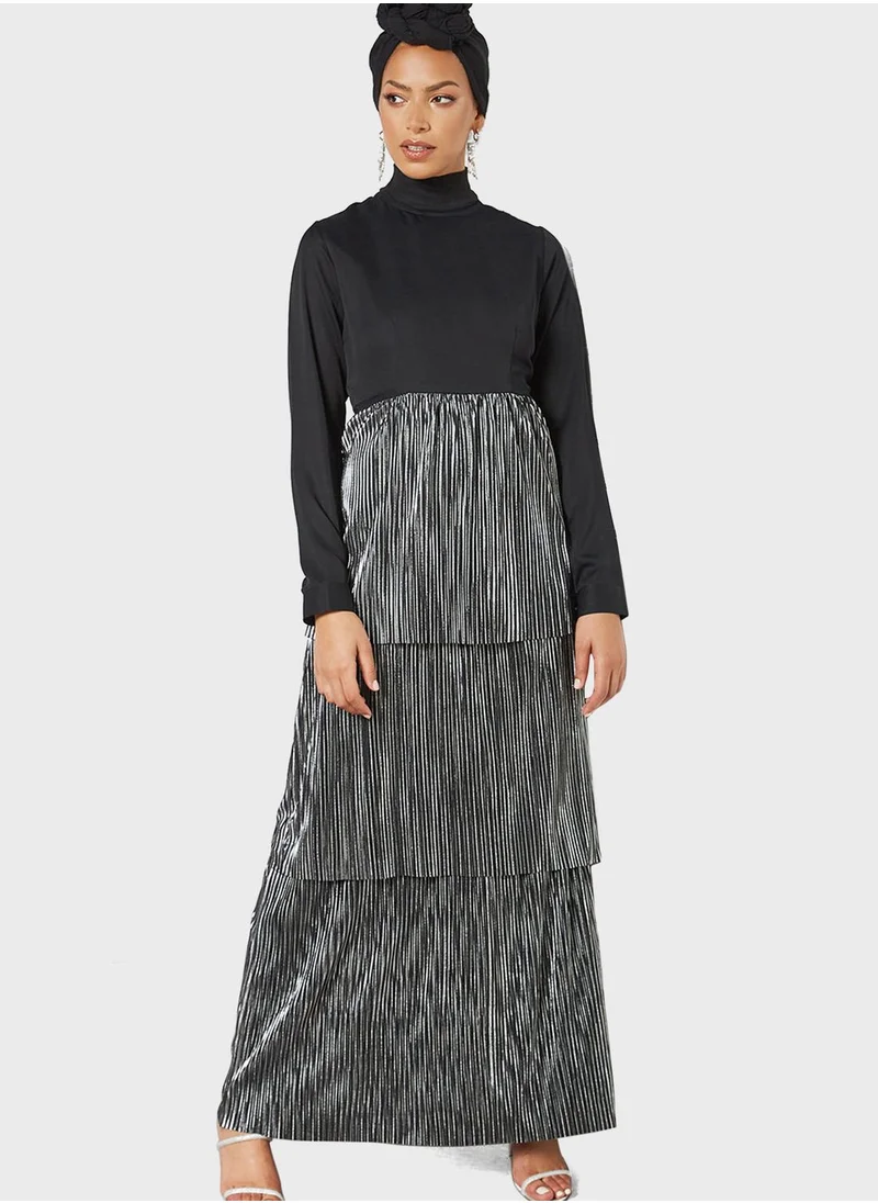 SIVVI for HANIYA Striped Tiered Abaya Dress