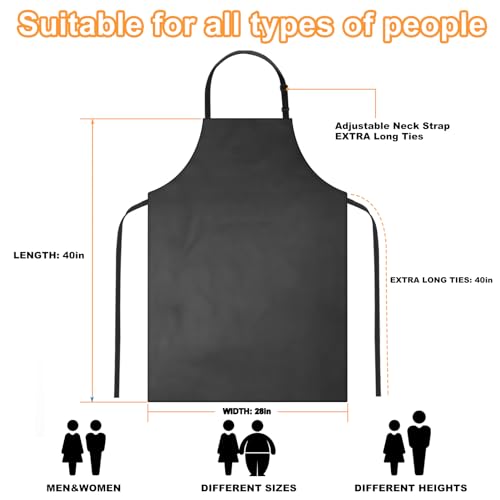 Gotega 4 Pack Waterproof Rubber PVC Apron Adjustable Dishwasher Apron-Women Men Heavy Duty Work Apron for Dishwashing Chemical Lab Butcher Grooming Black - Image 2