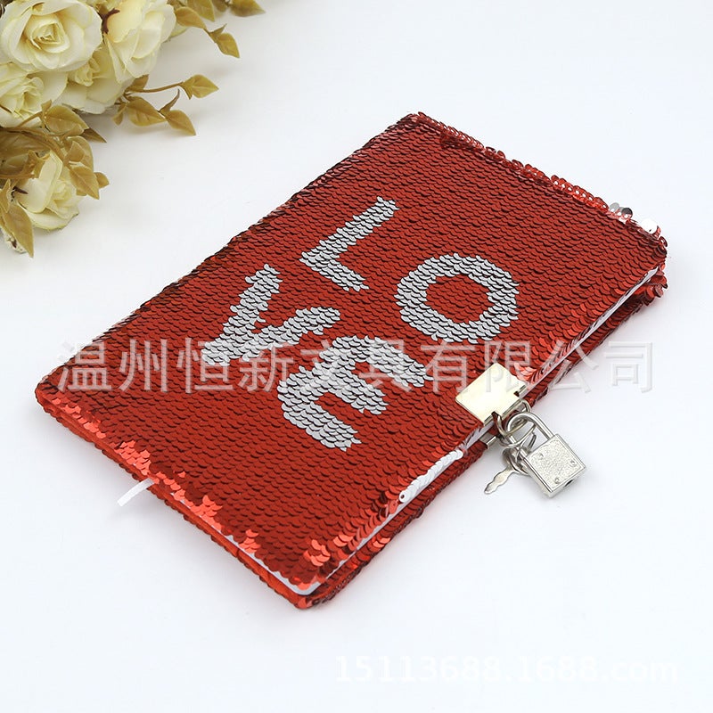 Sequin Cloth Fish Liner Laptop Flip Positioning Embroidered Mermaid Flamingo Unicorn Gift Book With Lock - Image 4