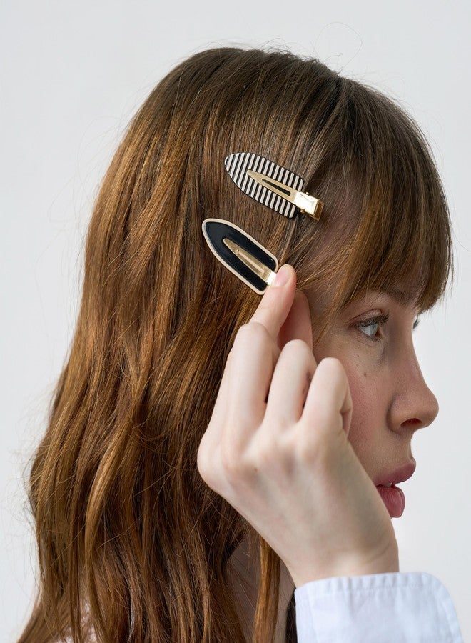 L. Erickson Tango Pinch Clip, 4 Pack Black & White, Cute Styling Hair Clips - Image 2