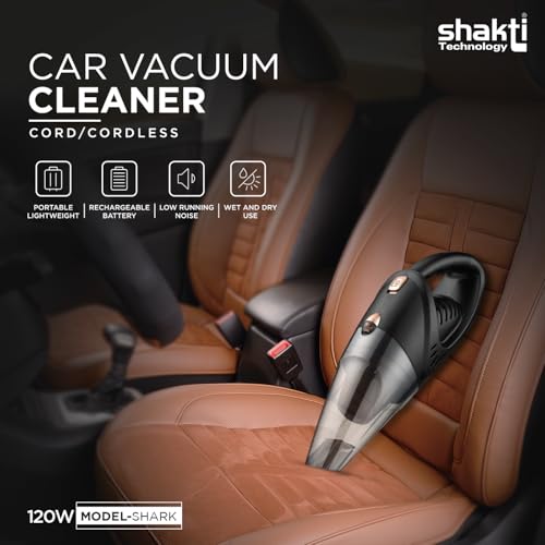 Shakti Technology Shark Cordless Vacuum Cleaner for Car & Home 120W, 5500 PA Powerful Suction, 12V DC Car Port, High Power Portable Lightweight Wireless Vacuum, Rechargeable - Image 5