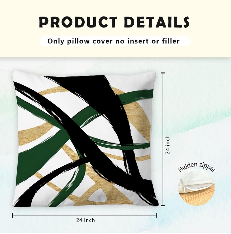 Supwhd Black Gold and Green Pillow Covers  Abstract Black and Gold Pillow Covers 24x24 Set of 2  Modern Boho Decorative Throw Pillows for Couch Bed Living Room - Image 5