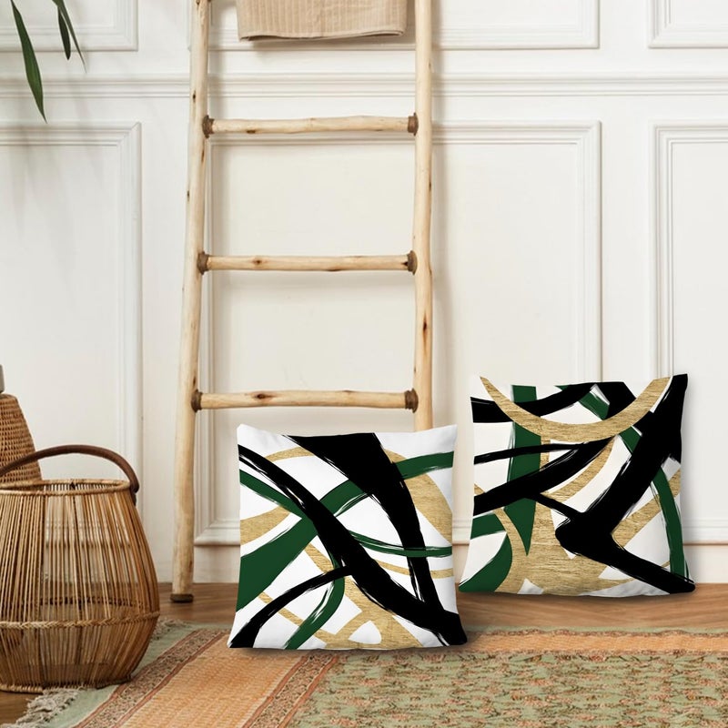 Supwhd Black Gold and Green Pillow Covers  Abstract Black and Gold Pillow Covers 24x24 Set of 2  Modern Boho Decorative Throw Pillows for Couch Bed Living Room - Image 3
