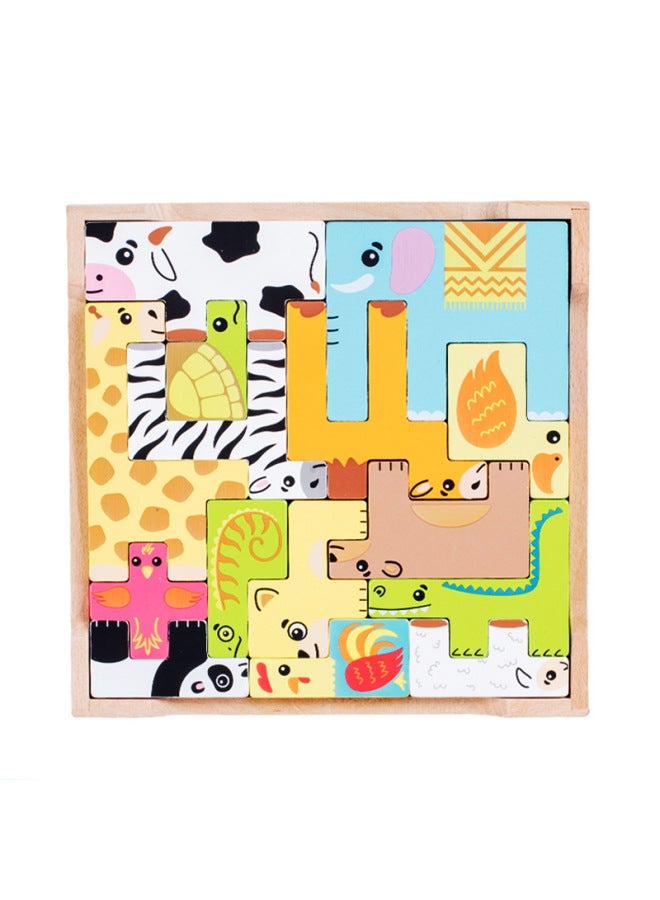 ألعاب تركيب أطفال تربط بين ذكاء ومتعة الألوان: مكعبات حيوانات ثلاثية الأبعاد من الخشب - مجموعة كبيرة من مكعبات الحيوانات الروسية. - Image 3