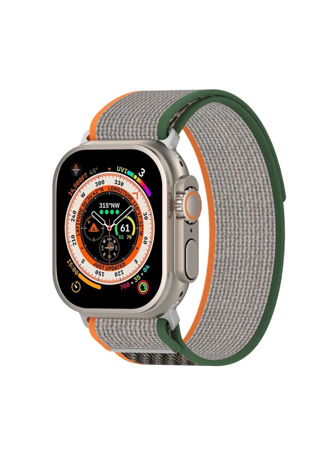 Replacement Strap Double Color Nylon Hook and Loop Fastener Watch Band For Apple Watch Ultra 49mm Orange+Army green