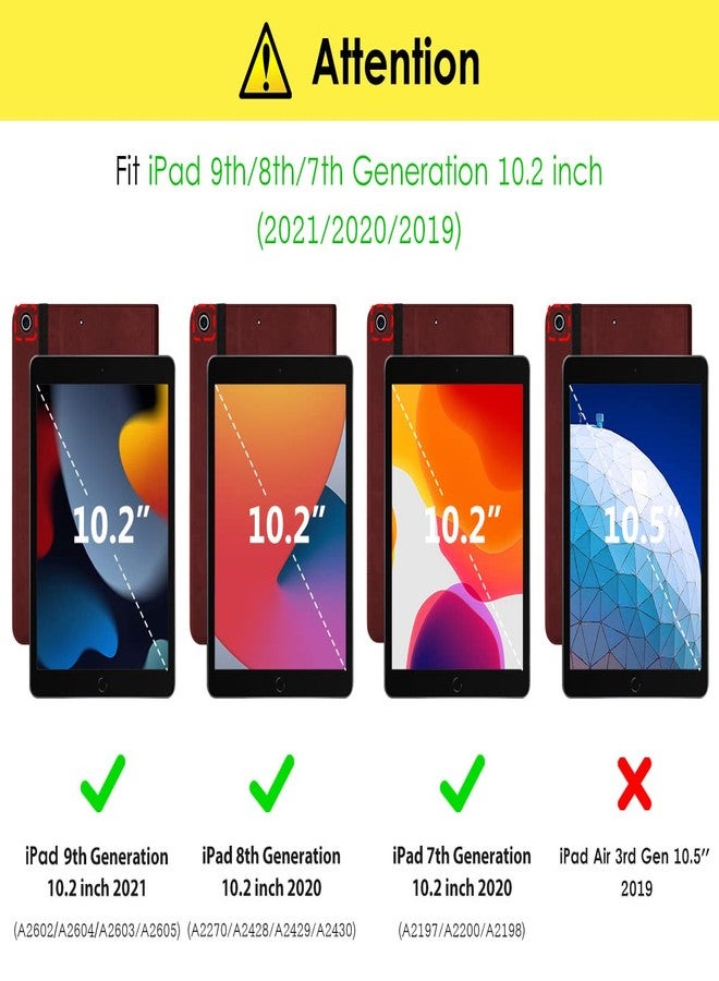 DTTO New iPad 7th/8th Generation Case 10.2 Inch 2019/2020, Premium Leather Business Folio Stand Cover with Built-in Apple Pencil Holder - Auto Wake/Sleep and Multiple Viewing Angles - Burgundy Red - Image 2