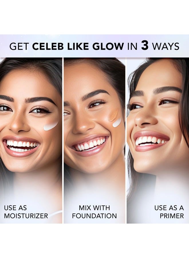 Facescanada Strobe Cream - Silver, 30Ml | Primer + Highlighter + Moisturizer | Shea Butter & Hyaluronic Acid | Intense Hydration | Flawless Radiant Dewy Skin | Illuminating & Glowing Makeup Base - Image 3