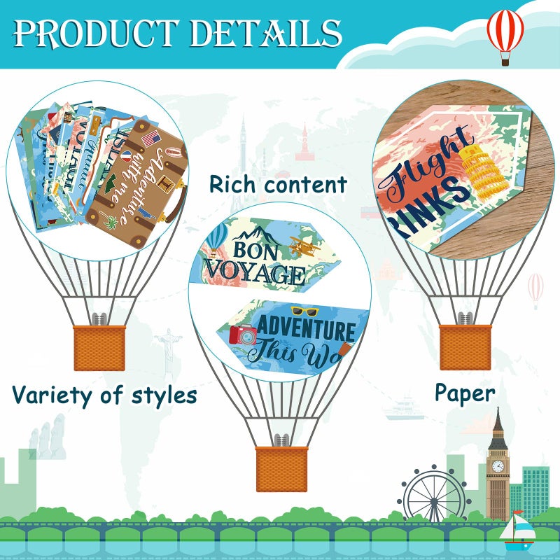 Ysleen 20 Pcs Travel Themed Party Decorations Set Let The Adventure Begin Sign Signs Bon Voyage for Birthday Baby Shower Decorations, 11 x 8 Inch, 5 Inch - Image 4