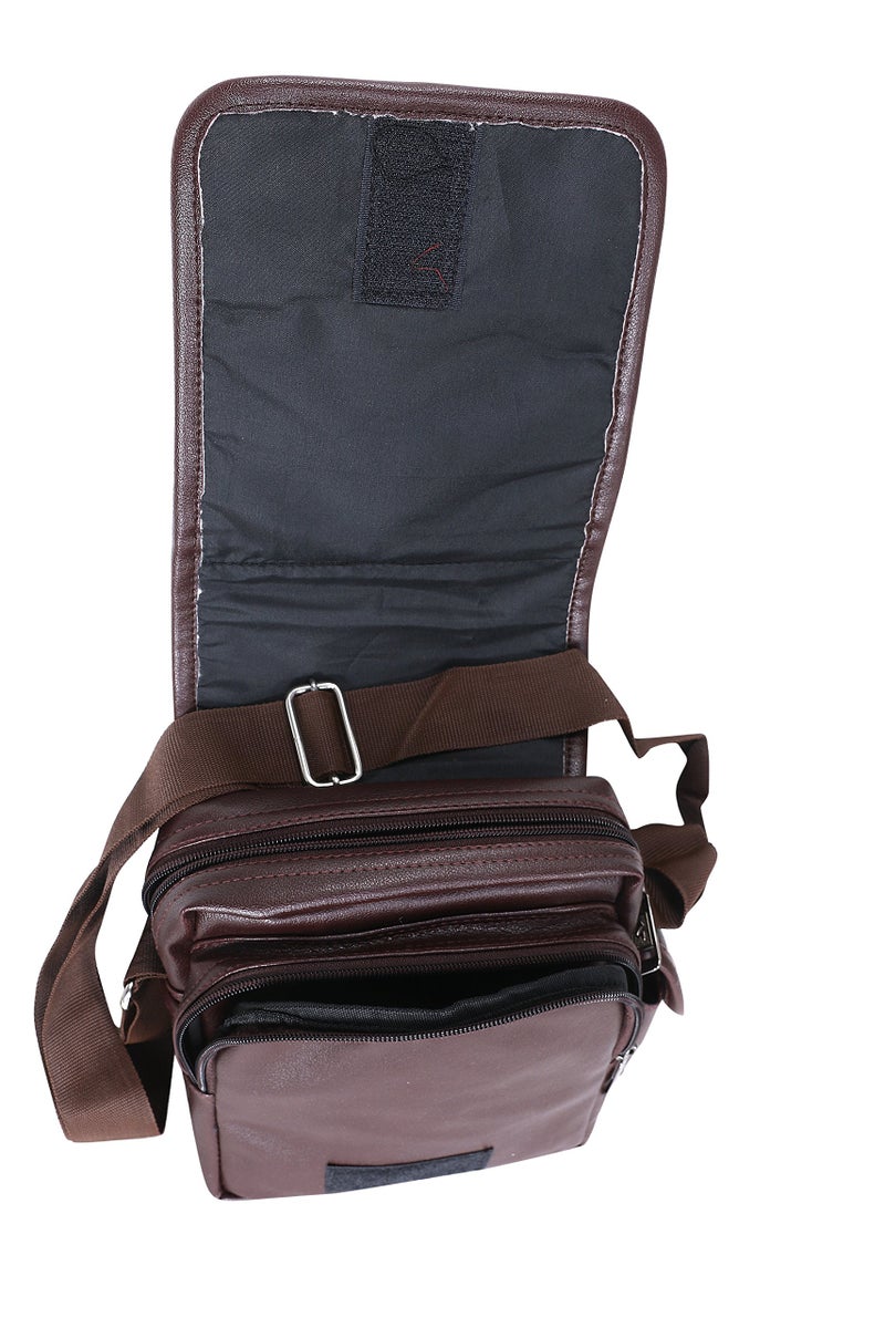 Handcuffs Mens Sling Bag | Pu Leather | Messenger | One Side | Shoulder | Cross Body | Stylish | Small | Casual | Travel | Office | Bag (Brown) - Image 4