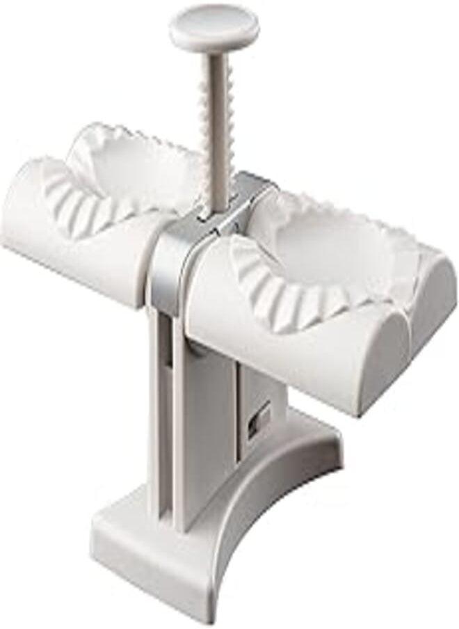 Somerway Automatic Dumpling Machine with Double Head for Household, Manual Dumpling Machine Stainless Steel Dumpling Maker Wan Tan Machine, Pasta Dumpling Pastry Machine with Non-Stick Coating 