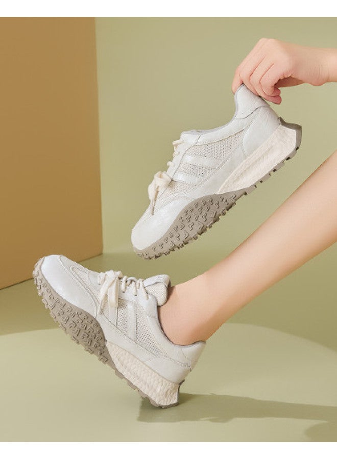 St&Sat Dexun Shoes Women's 2025 Spring New Soft Sole Soft Upper Versatile Casual Sports Shoes White Running Shoes - Image 1