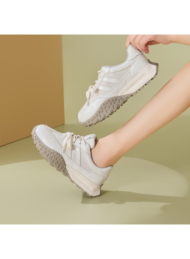 St&Sat Dexun Shoes Women's 2025 Spring New Soft Sole Soft Upper Versatile Casual Sports Shoes White Running Shoes - Image 3