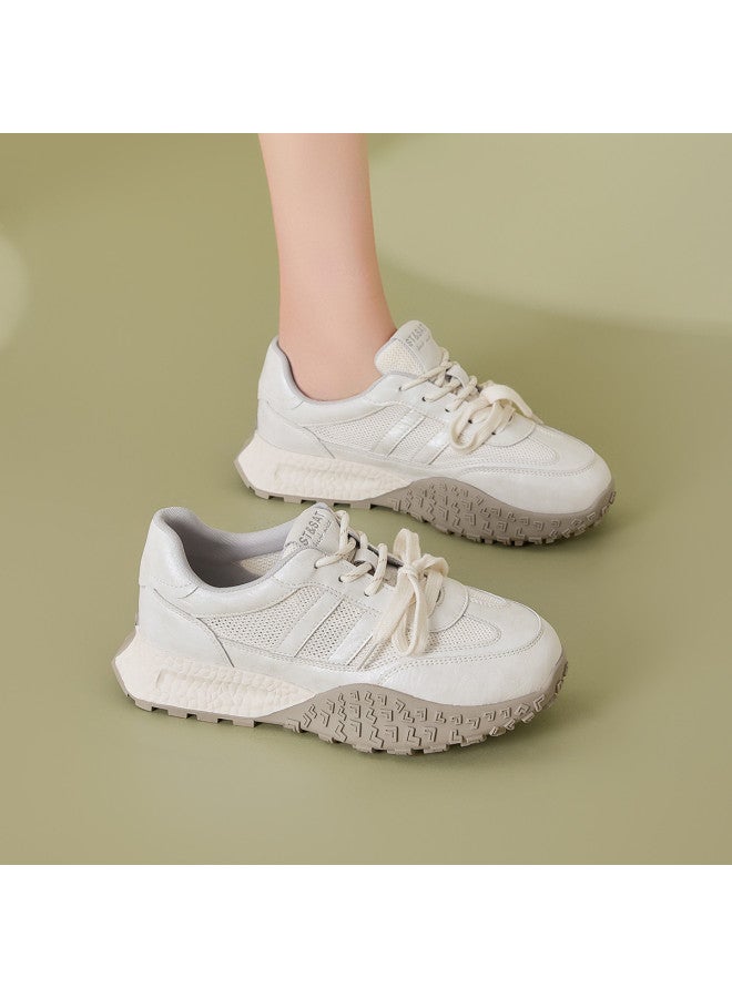 St&Sat Dexun Shoes Women's 2025 Spring New Soft Sole Soft Upper Versatile Casual Sports Shoes White Running Shoes - Image 2