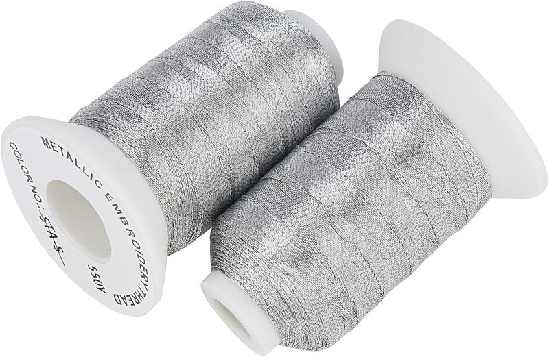 simthread 6 Silver Metallic Embroidery Machine Thread 500M(550Y) for Embroidery and Decorative Sewing - Image 4