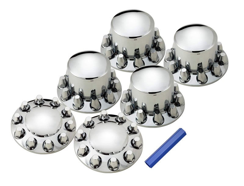 Axle Covers Complete Set Chrome ABS 2 Front 4 Rear for Semi Truck