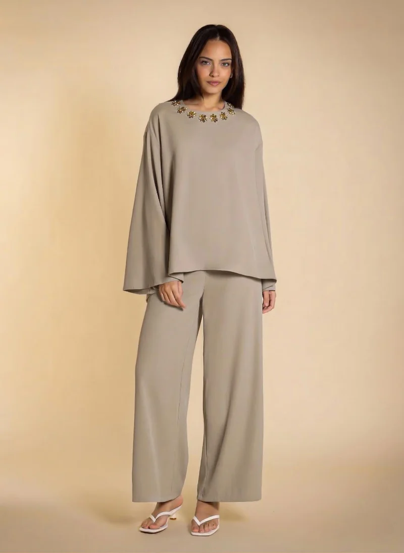 شايبس FLOWING EMBROIDERED TOP SET