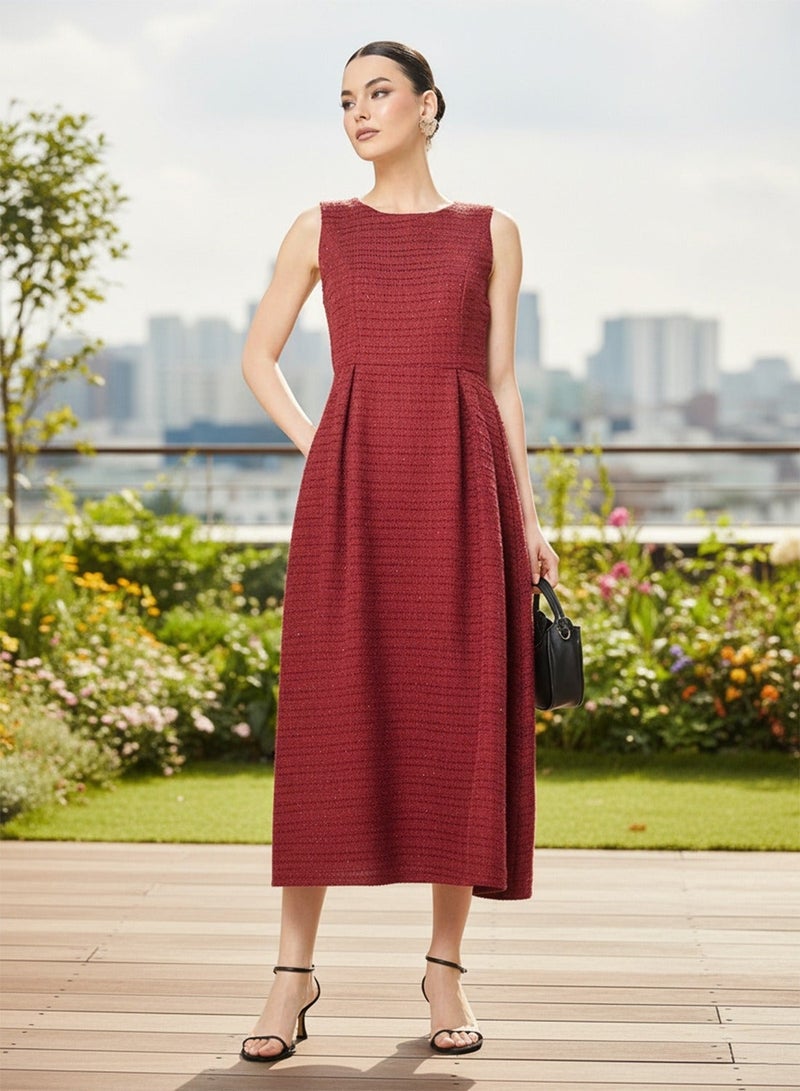 جينجر فستان ميدي بخصر مطاطي وحافة واسعة - Image 2