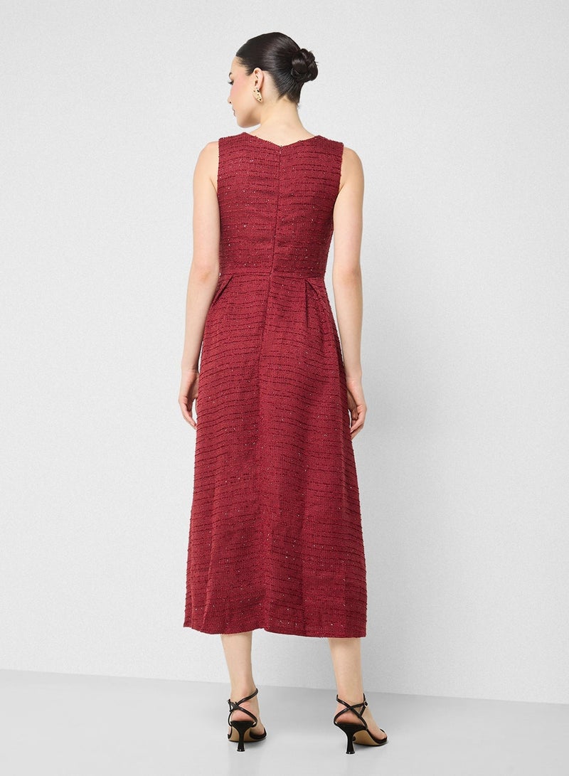 جينجر فستان ميدي بخصر مطاطي وحافة واسعة - Image 4